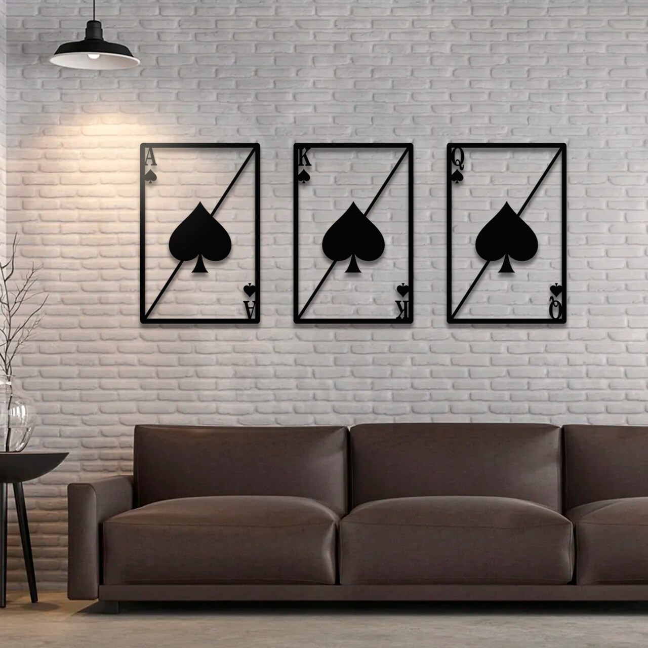 Edge collection - 20" x 14" - Black - Elegant Ace King Queen of Spades Wall Art for Home Decor - 3 Pieces